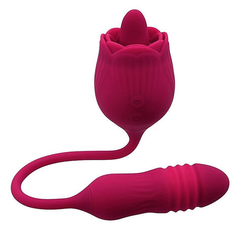 Evolved WILD ROSE - Dual Pleasure Thrusting Bullet and Flicking Tongue - Personal Massagers