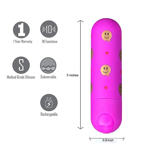 Maia Toys Giggly Emoji - Unleash Blissful Satisfaction with 10 Vibrating Patterns - Bullet Vibrators