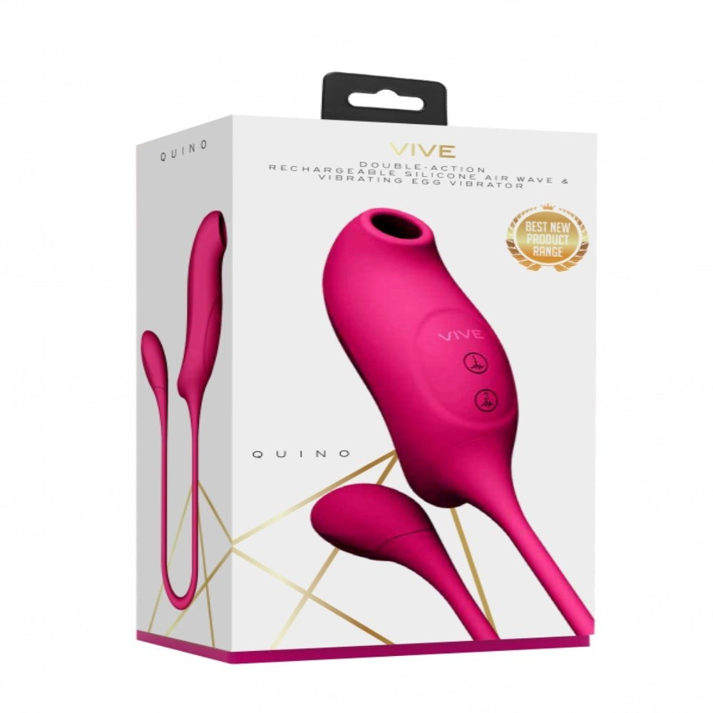 Quino - Air Wave & Vibrating Egg Vibrator - Pink - Clit Ticklers and Pulsators