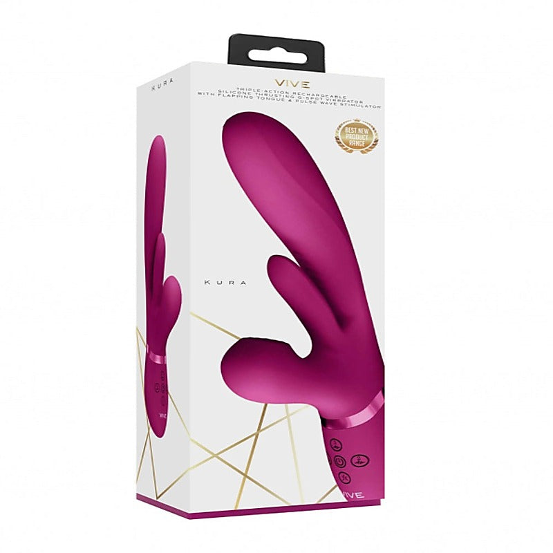 Kura Thrusting G-Spot Vibrator With Flapping Tongue - Rabbit Vibrators
