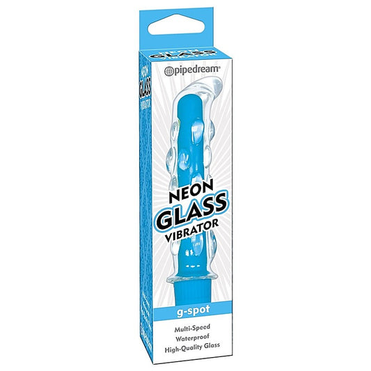 Pipedream Neon Glass Multi Speed G-Spot Vibrator Blue - Glass Sex Toys