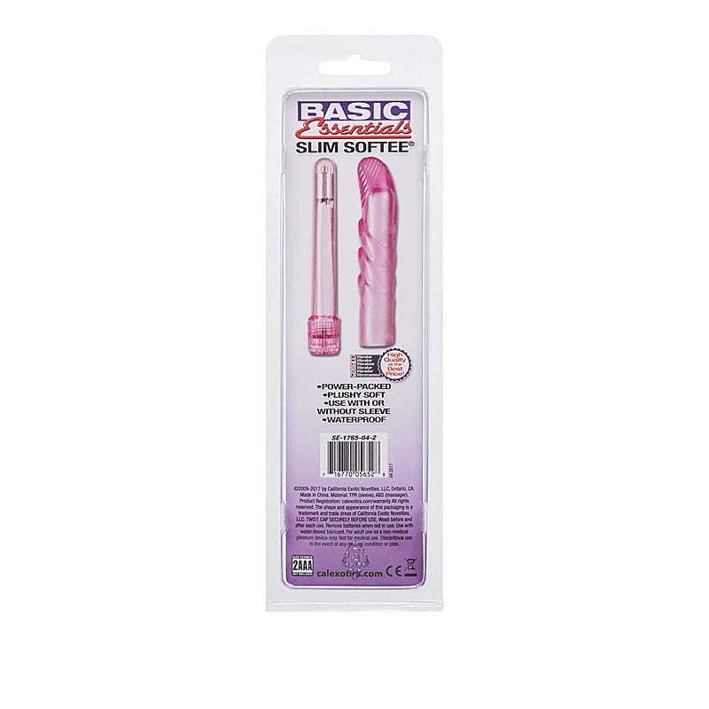 Basic Essentials Slim Softee G-Spot Vibrator Pink - Waterproof Vibrators