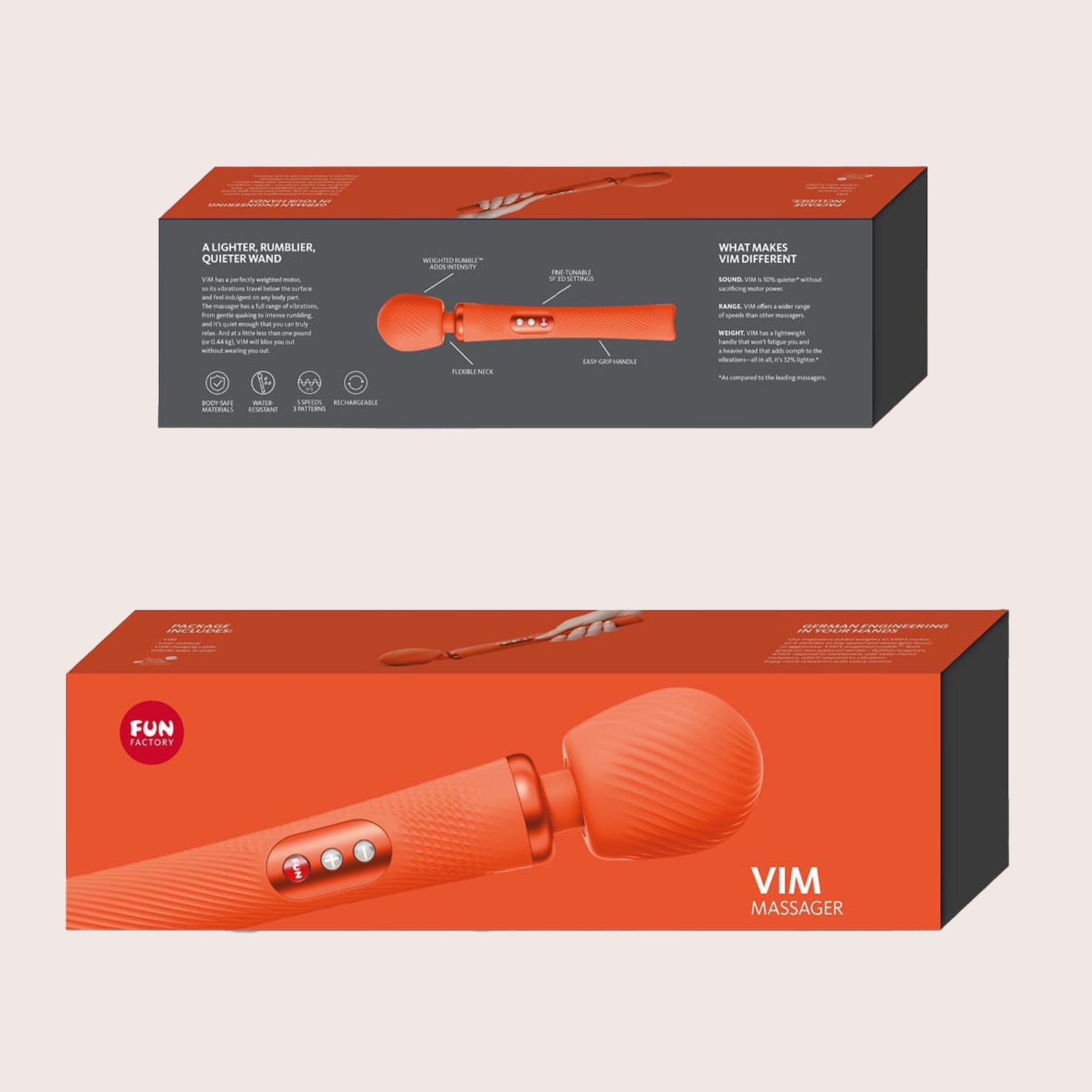 Fun Factory VIM Rechargeable Rumbling Body Wand Massager - - Body Wands