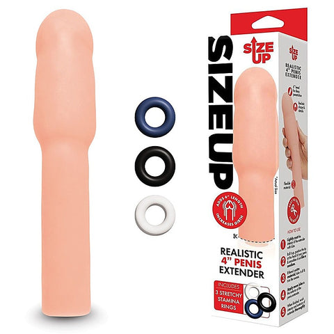 Size Up Mens Realistic Penis Extender Sleeve - Penis Sleeves and Extenders