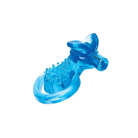 Bodywand Blue Duo Ring With Clit Tickler by Xgen Products - Vibrating Cock Rings