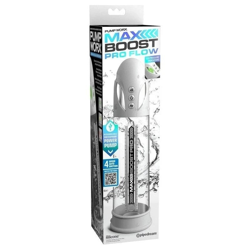 Pump Worx Max Boost Pro Flow Penis Pump - White - Realistic Butts And Vaginas