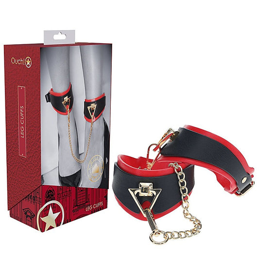 OUCH! MILAN Adjustable Leather Leg Cuffs - Iridescent Hardware - Cuffs and Restraints