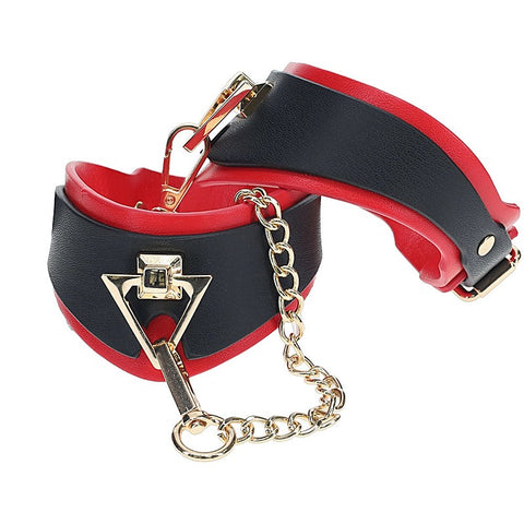 Ouch! Milan Adjustable Leather Leg Cuffs By Shots Toys - Cuffs and Restraints