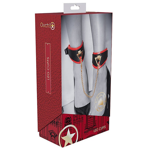 Ouch! Milan Adjustable Leather Leg Cuffs By Shots Toys - Cuffs and Restraints