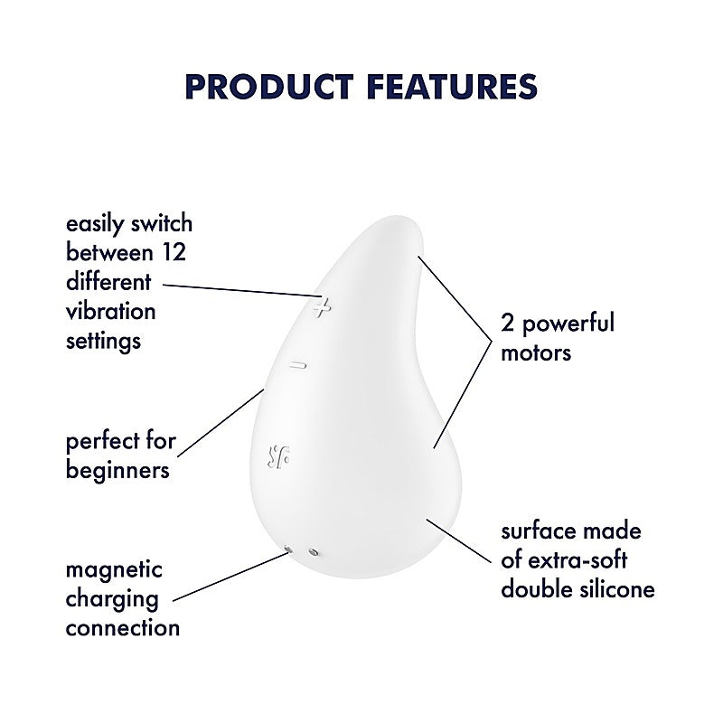 Dew Drop 12 Functions Lay-On Clitoral Vibrator By Satisfyer - Clit Ticklers and Pulsators