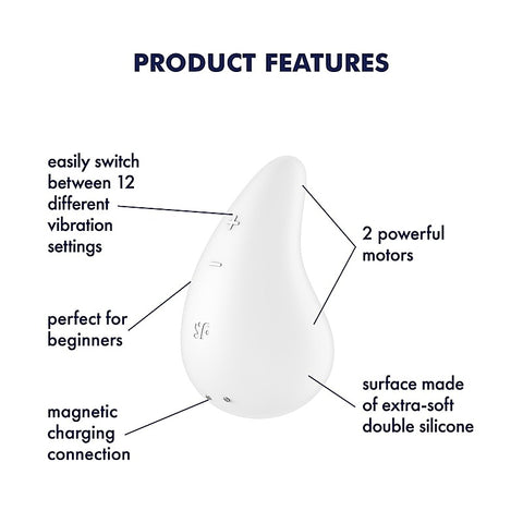 Dew Drop 12 Functions Lay-On Clitoral Vibrator By Satisfyer - Clit Ticklers and Pulsators