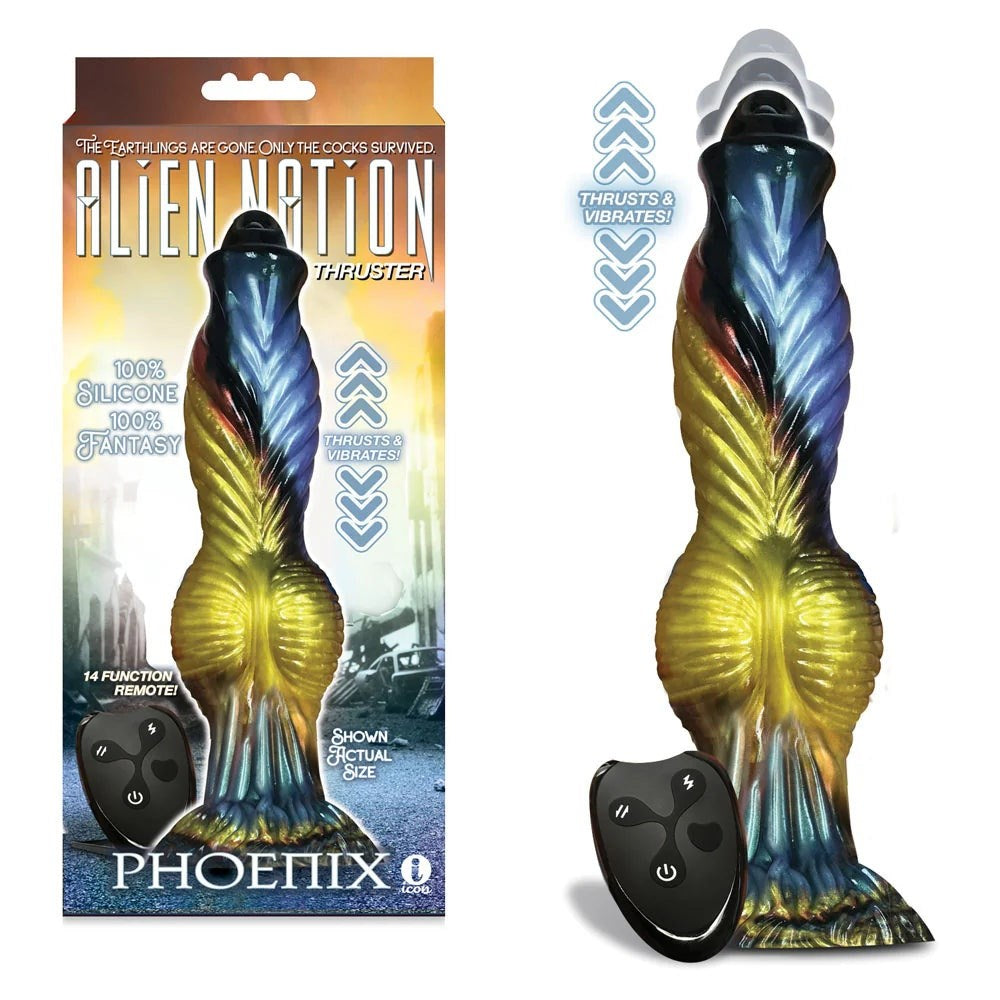 Alien Nation Phoenix - Thrilling 9" Silicone Vibrator - - Harness Dildos