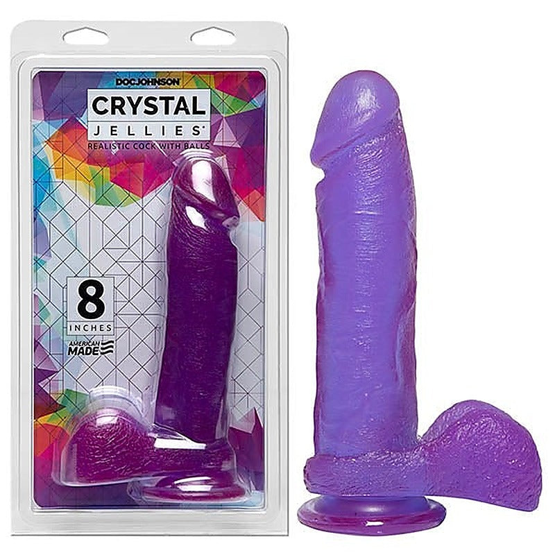 Crystal Jellies 8'' Cock + Balls By Doc Johnson - Realistic Dildos