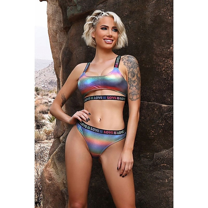 Love Is Love Crop Top & Panty by Fantasy Lingerie - Bras and Bra Sets