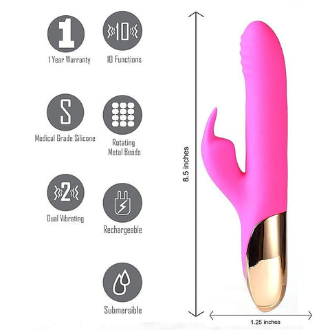 Maia Dream - Rechargeable Rabbit Vibe with Clit Stimulator and Rotating Beads - Rabbit Vibrators
