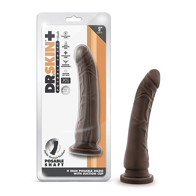 Blush Novelties Dr. Skin Plus Posable Dildo - Suction, Strap, and Satisfy with Ease - Rabbit Vibrators