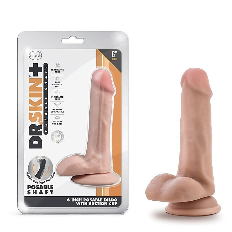 Dr. Skin Plus Girthy Poseable Dildo - Flesh - Realistic Dildos