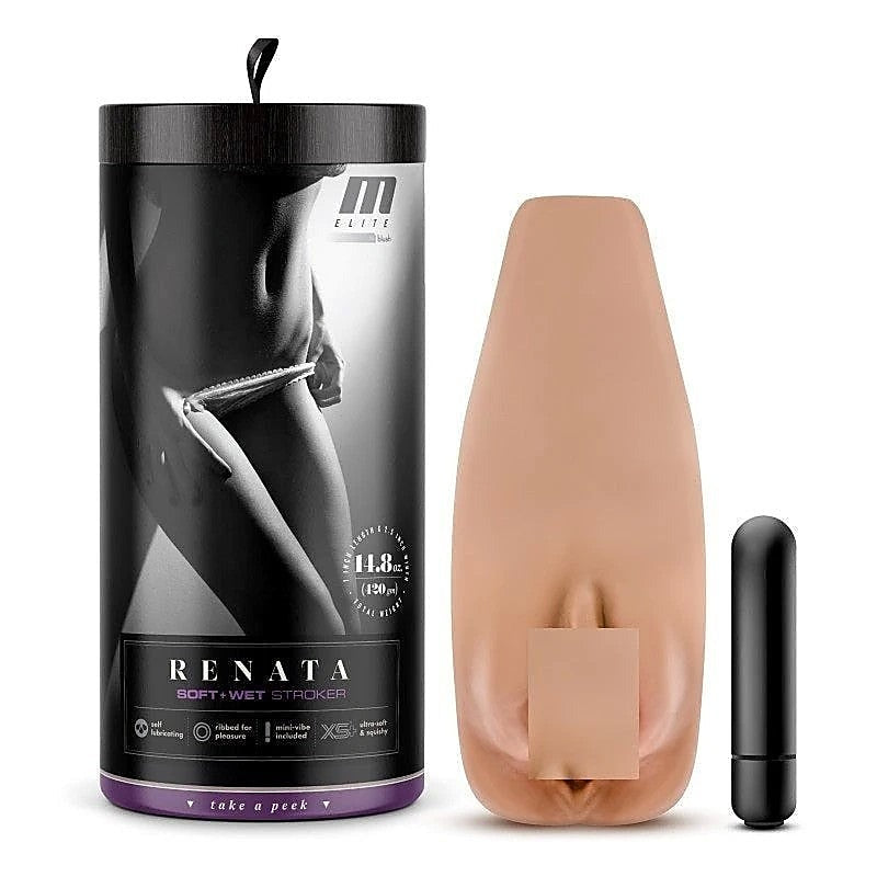 Blush Novelties Renata - M Elite Soft and Wet Vibrating Stroker - Masturbators and Strokers