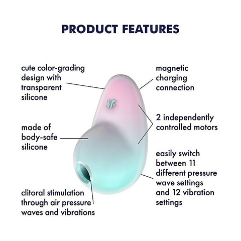 Pixie Dust Double Air Pulse Clitoral Stimulator By Satisfyer - Clit Ticklers and Pulsators