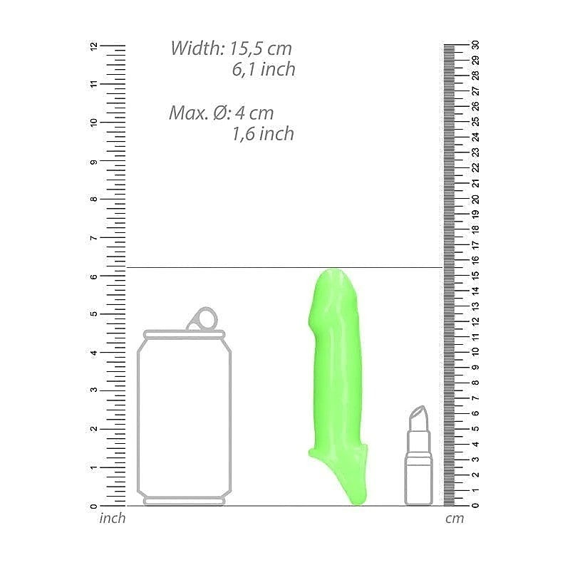 Ouch! Glow-In-The-Dark Smooth Thick Pleasure Sleeve - Pumps, Extenders and Sleeves