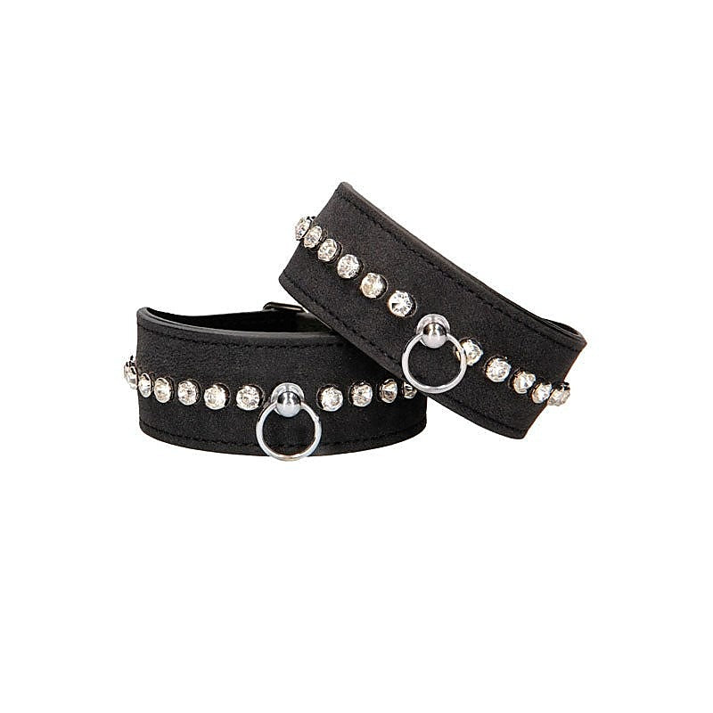 OUCH! Diamond Studded Ankle Cuffs by Shots Toys - Cuffs and Restraints