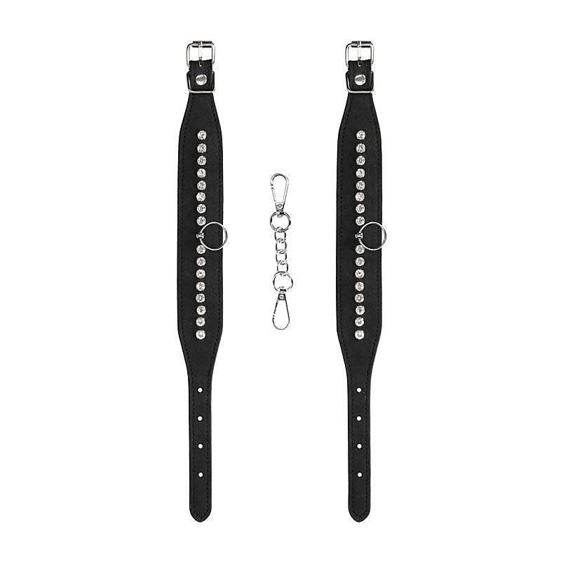 OUCH! Diamond Studded Ankle Cuffs by Shots Toys - Cuffs and Restraints