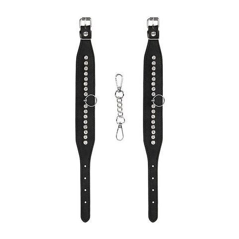 OUCH! Diamond Studded Ankle Cuffs by Shots Toys - Cuffs and Restraints