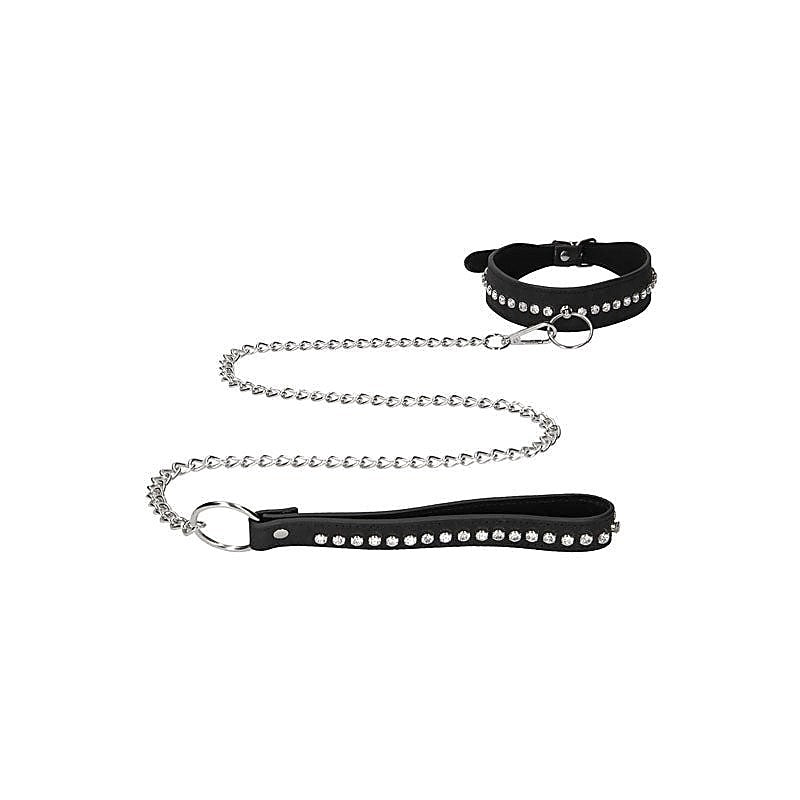 Diamond Studded Collar With Leash by Shots Toys - Collars and Leads