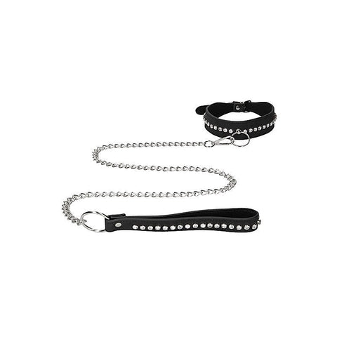 Diamond Studded Collar With Leash by Shots Toys - Collars and Leads