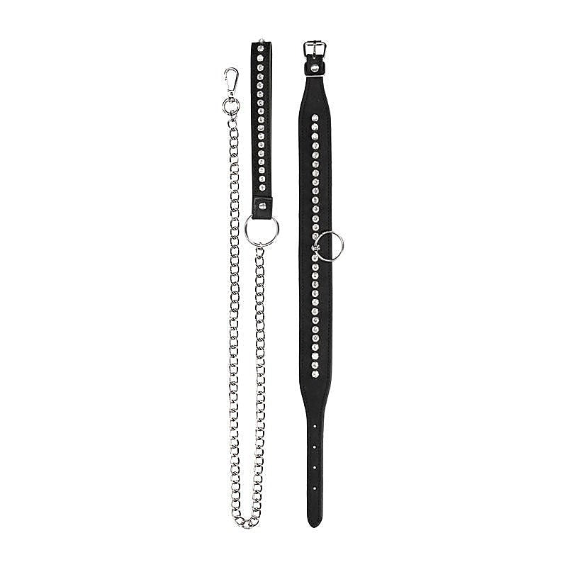 Diamond Studded Collar With Leash by Shots Toys - Collars and Leads