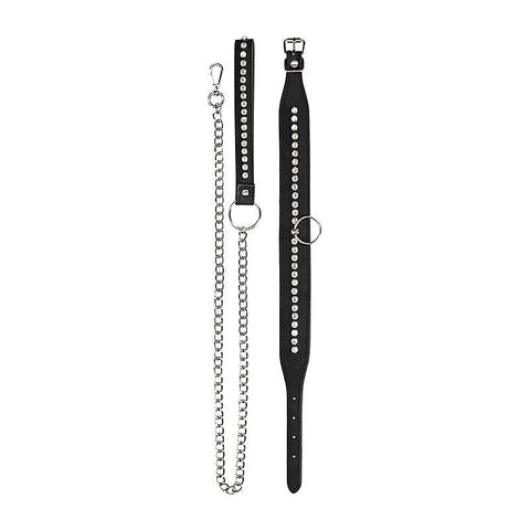 Diamond Studded Collar With Leash by Shots Toys - Collars and Leads