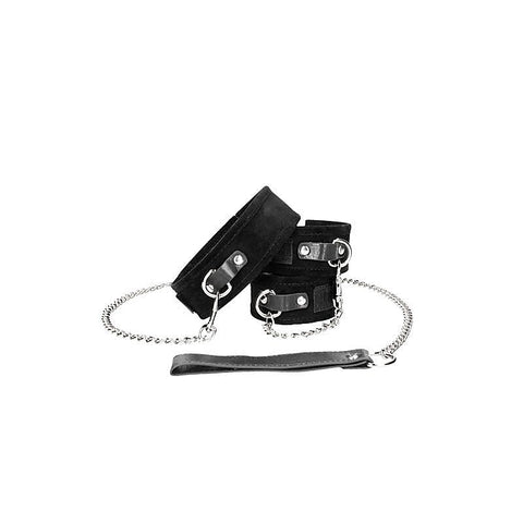 OUCH! BW Velcro Collar With Leash And Hand Cuffs - Cuffs and Restraints