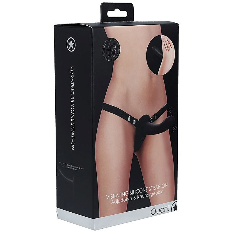 Ouch! Pleasure-Enhancing Vibrating Silicone Strap-On - Strap On Sextoys