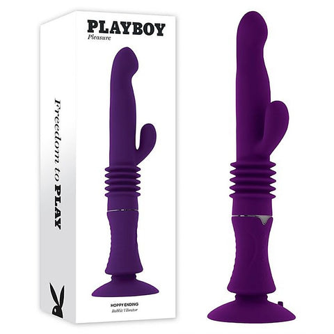 Playboy Pleasure HOPPY ENDING Thrusting Rabbit Vibrator - Rabbit Vibrators