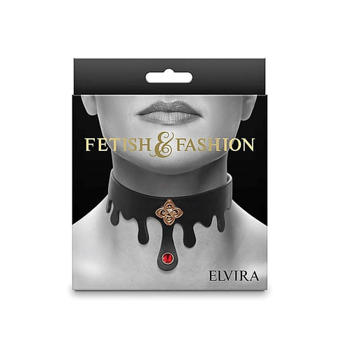 Fetish & Fashion - Elvira Bondage Collar of Allure and Elegance - Collars and Leads
