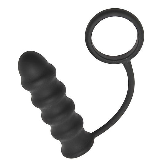 Rippler Vibrating Silicone Anal Plug with Cock Ring - Intense Erection Enhancement - Cock Rings
