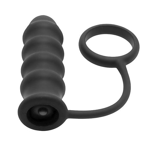 Rippler Vibrating Silicone Anal Plug With Cock Ring - Cock Rings