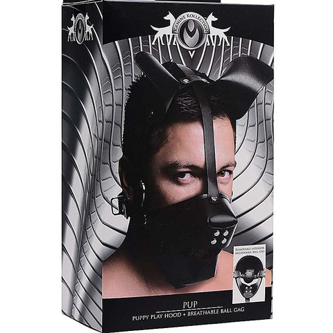 Pup Puppy Play Hood and Breathable Ball Gag - Bondage Gags and Bits