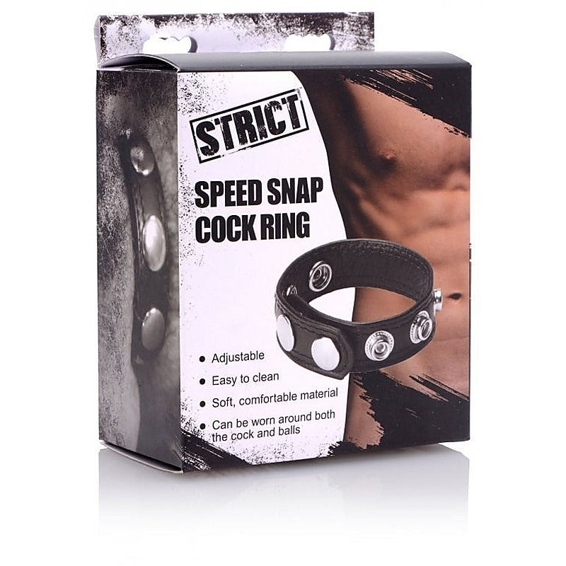 Strict Speed Snap Pu Leather Cock Ring By Xr Brands - Cock Rings