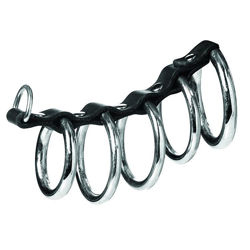 Extreme BDSM Pleasure - 5 Interconnected Steel Cock Rings - Cock Rings