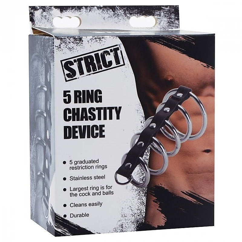 Extreme BDSM Pleasure - 5 Interconnected Steel Cock Rings - Cock Rings