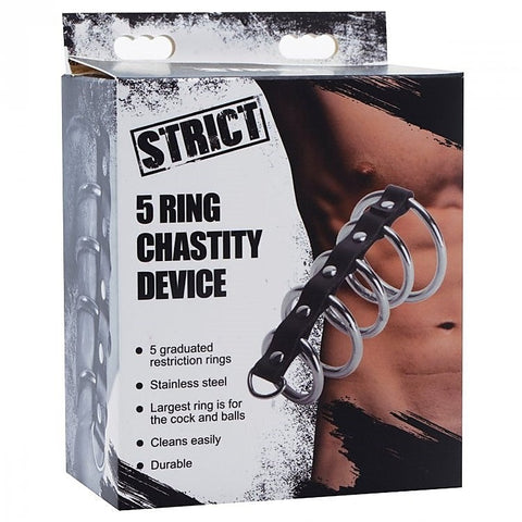 Extreme BDSM Pleasure - 5 Interconnected Steel Cock Rings - Cock Rings