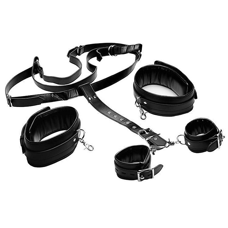 Strict Thigh Sling With Wrist Cuffs Black - Cuffs and Restraints