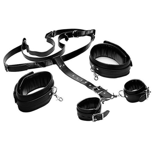 Strict Thigh Sling With Wrist Cuffs Black - Cuffs and Restraints