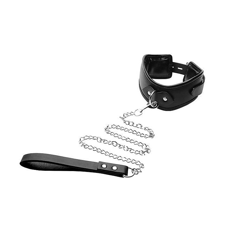 Strict Padded Locking Posture Bondage Collar Black - Collars and Leads