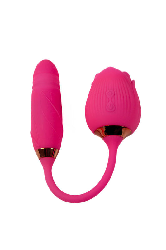 Cousins Group Pink Pussycat Thrusting Rose Vibrator - Clit Ticklers and Pulsators