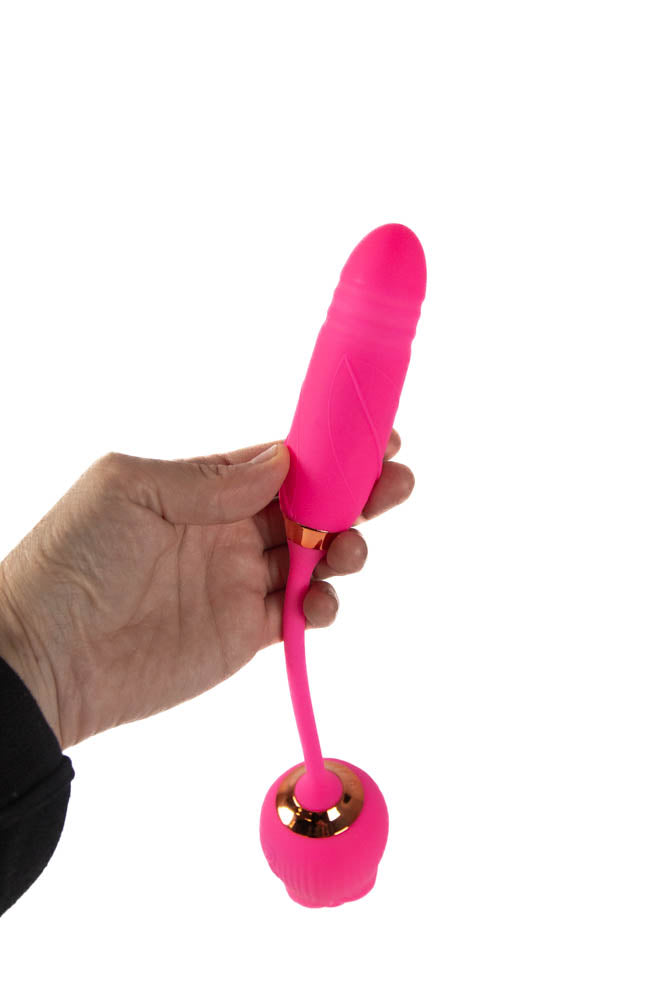 Cousins Group Pink Pussycat Thrusting Rose Vibrator - - Clit Ticklers and Pulsators