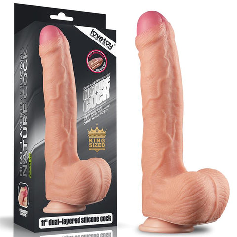 11 Inch Dual Layer Textured Silicone Cock by Lovetoy