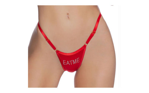 Playboy Lingerie Crotchless Eat Me Bling Thong OS