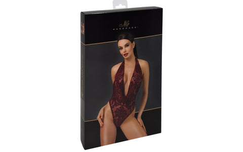Noir Handmade Kink Royal Draped Plunge Womens Bodysuit Red - Teddies and Bodysuits